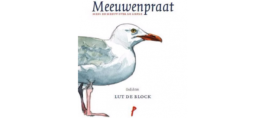 cover van een dichtbundel van Lut de Block met een tekening van een meeuw  en de titel 